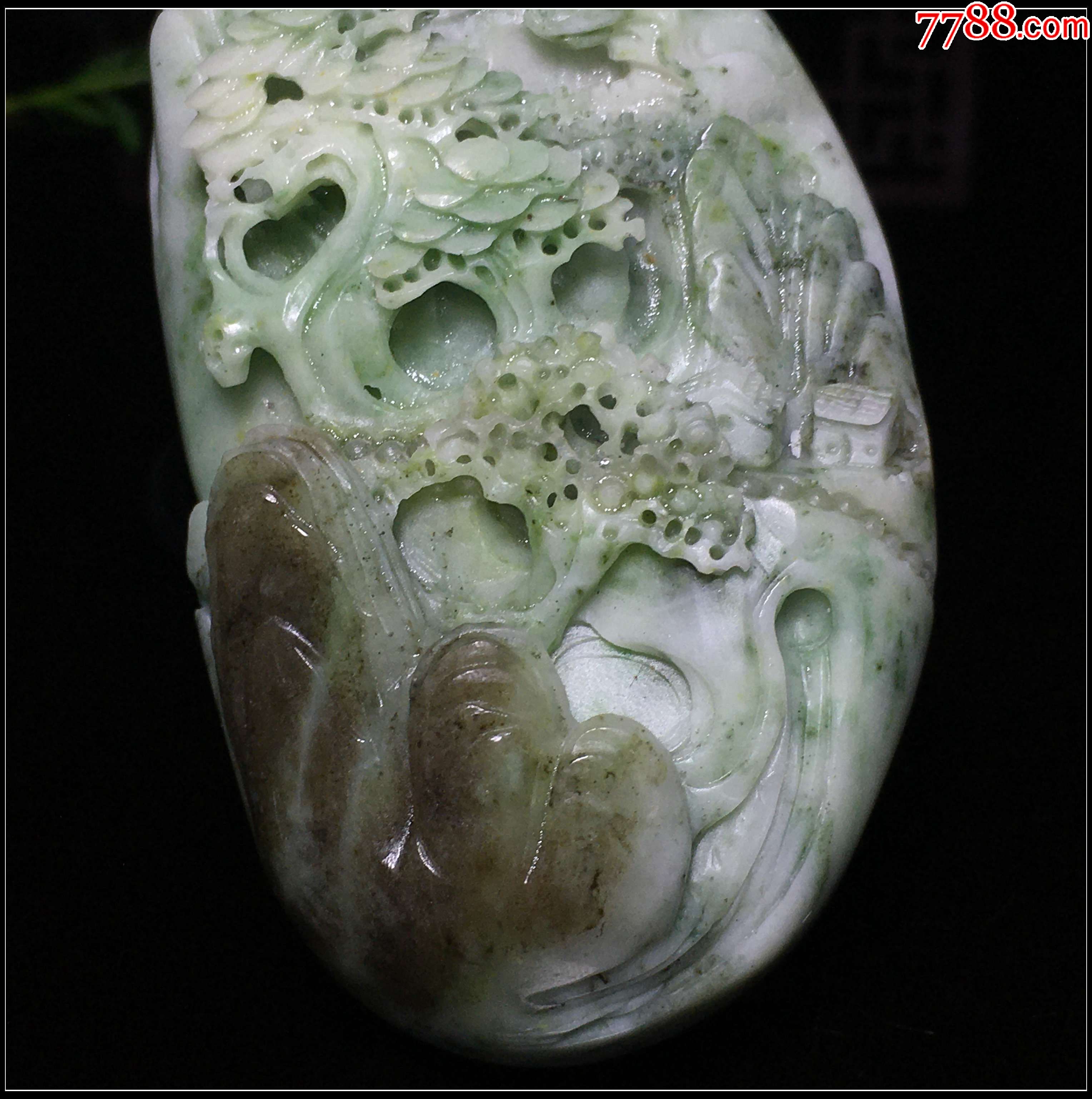 0258天然獨山玉俏色山水把玩件_價格248元_第5張_