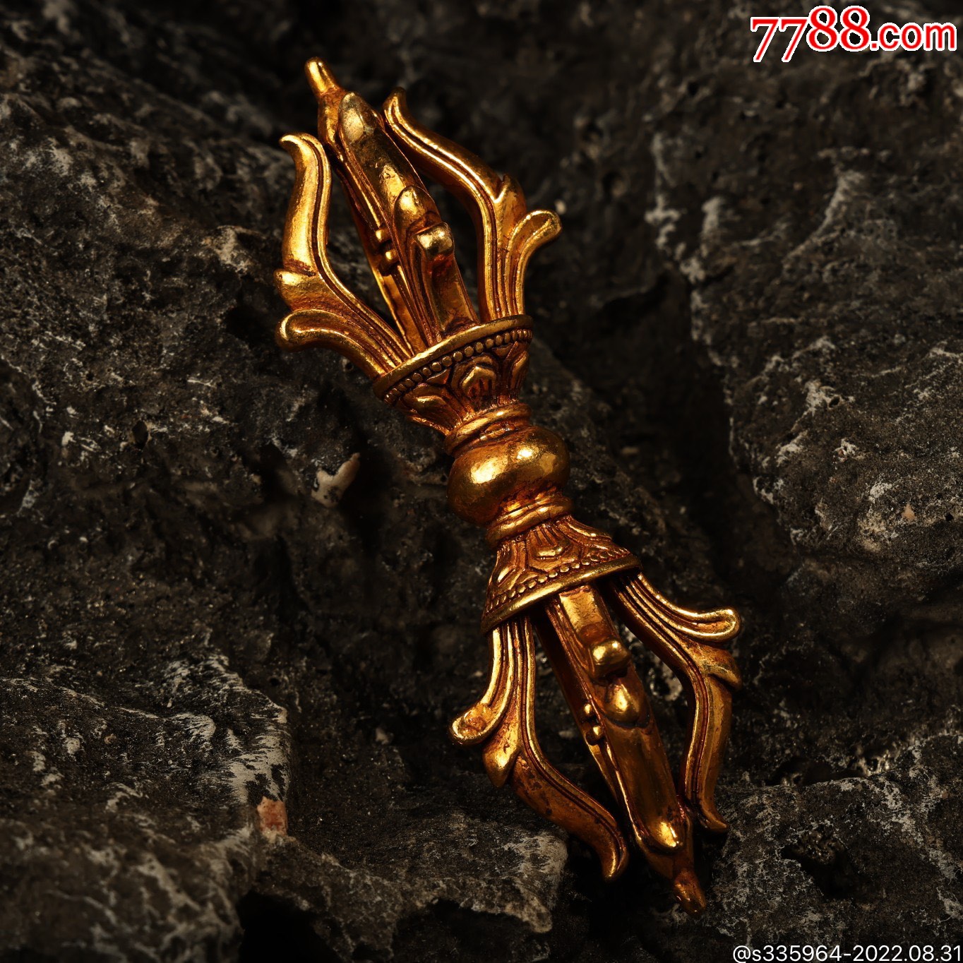 珍藏鎏金小五股多杰降魔杵法器-金器/金饰-7788收藏