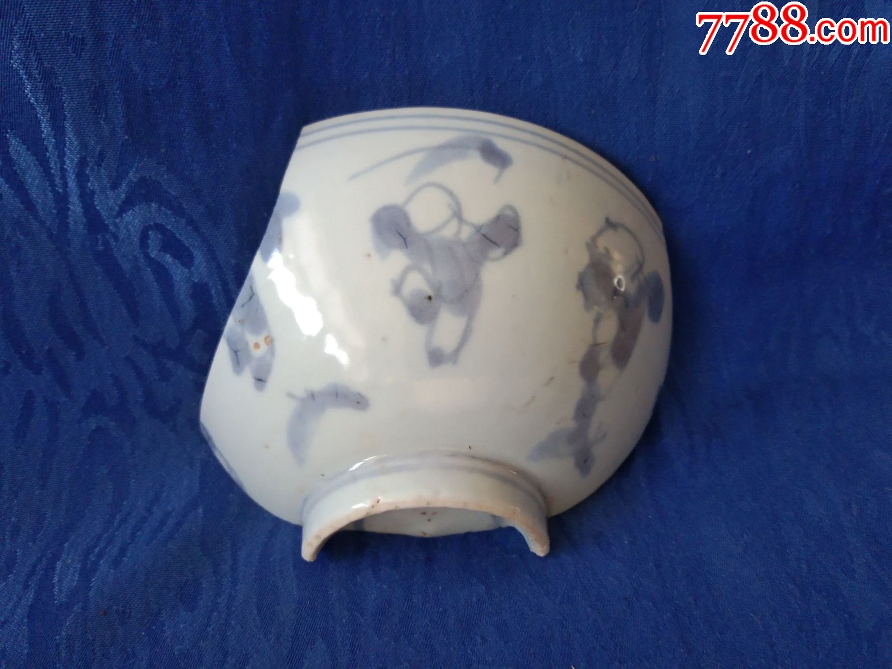 蹴鞠踢足球婴戏图带天地的酱釉口茶碗古瓷片标本_价格290元_第1张