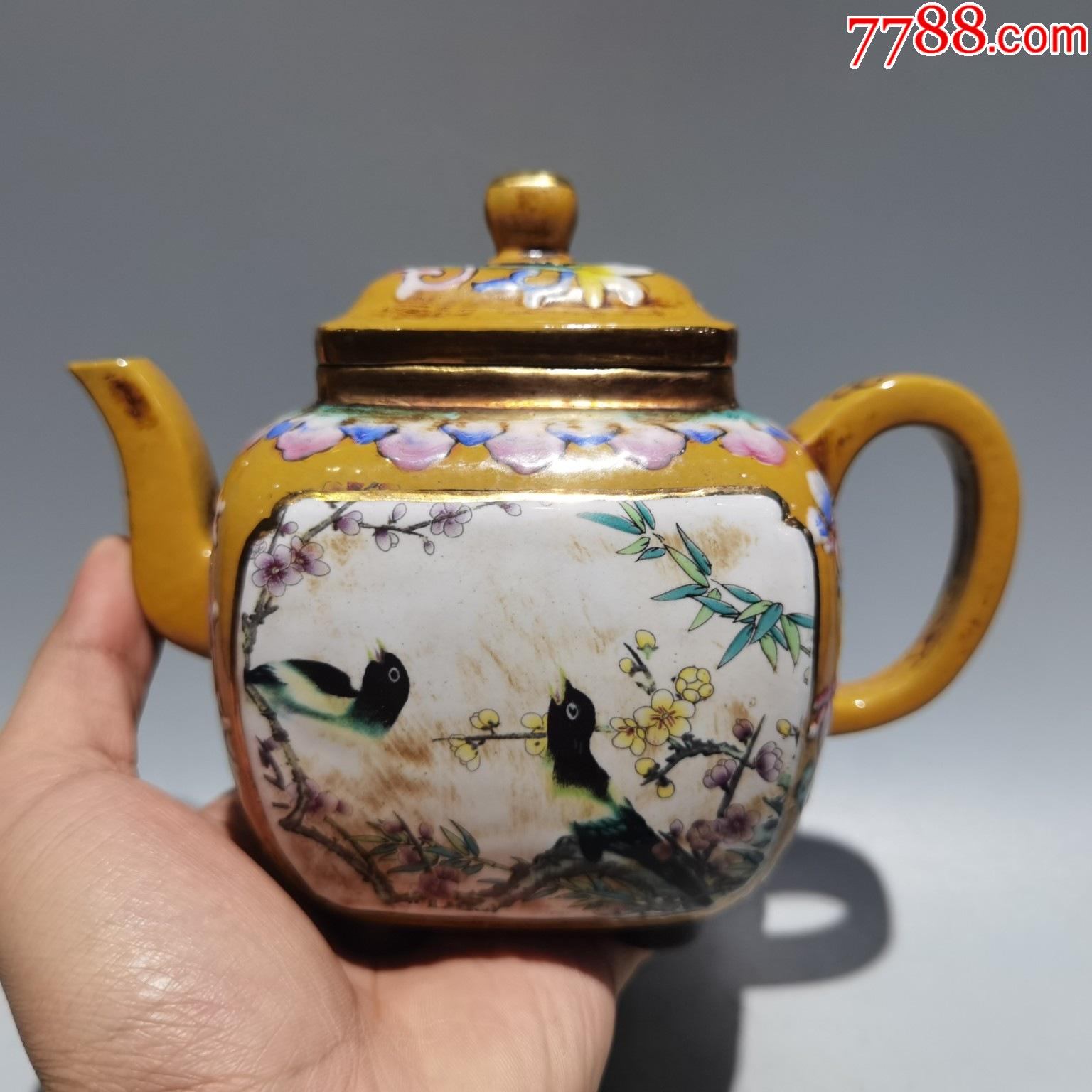 早期旧藏紫砂壶【彩绘壶】精品珍藏低价格拍卖-紫砂壶-7788帽徽收藏