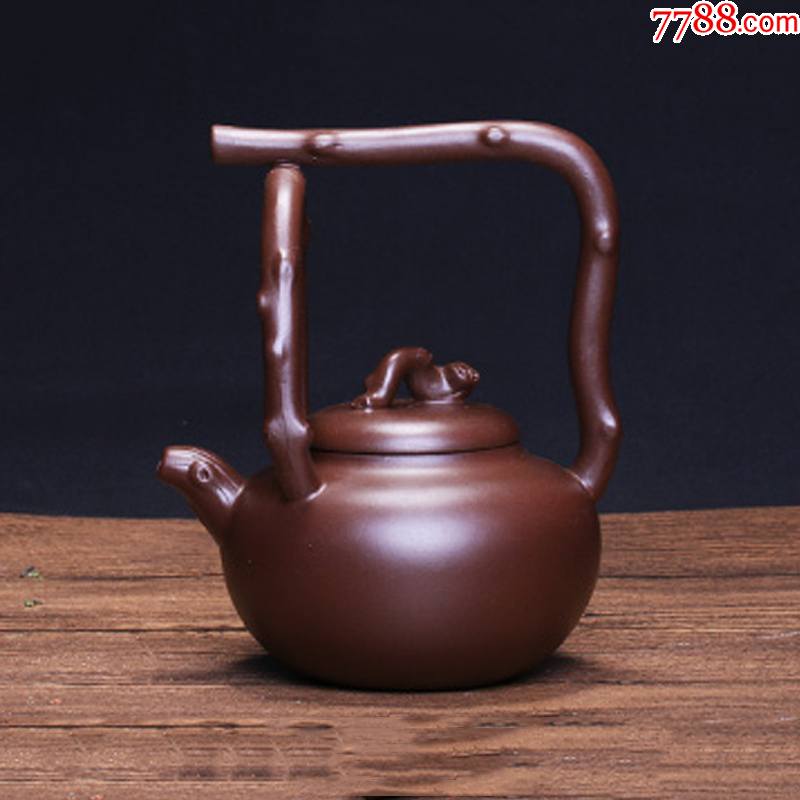 放漏早期旧藏紫砂壶素面东坡提梁精品珍藏低价格拍卖