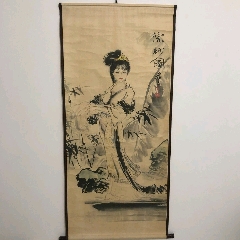 张大千字画国画收藏人物画四大美女之西施浣纱图画挂画-人物国画原作