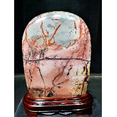 天然原石奇石国画石草花石摆件