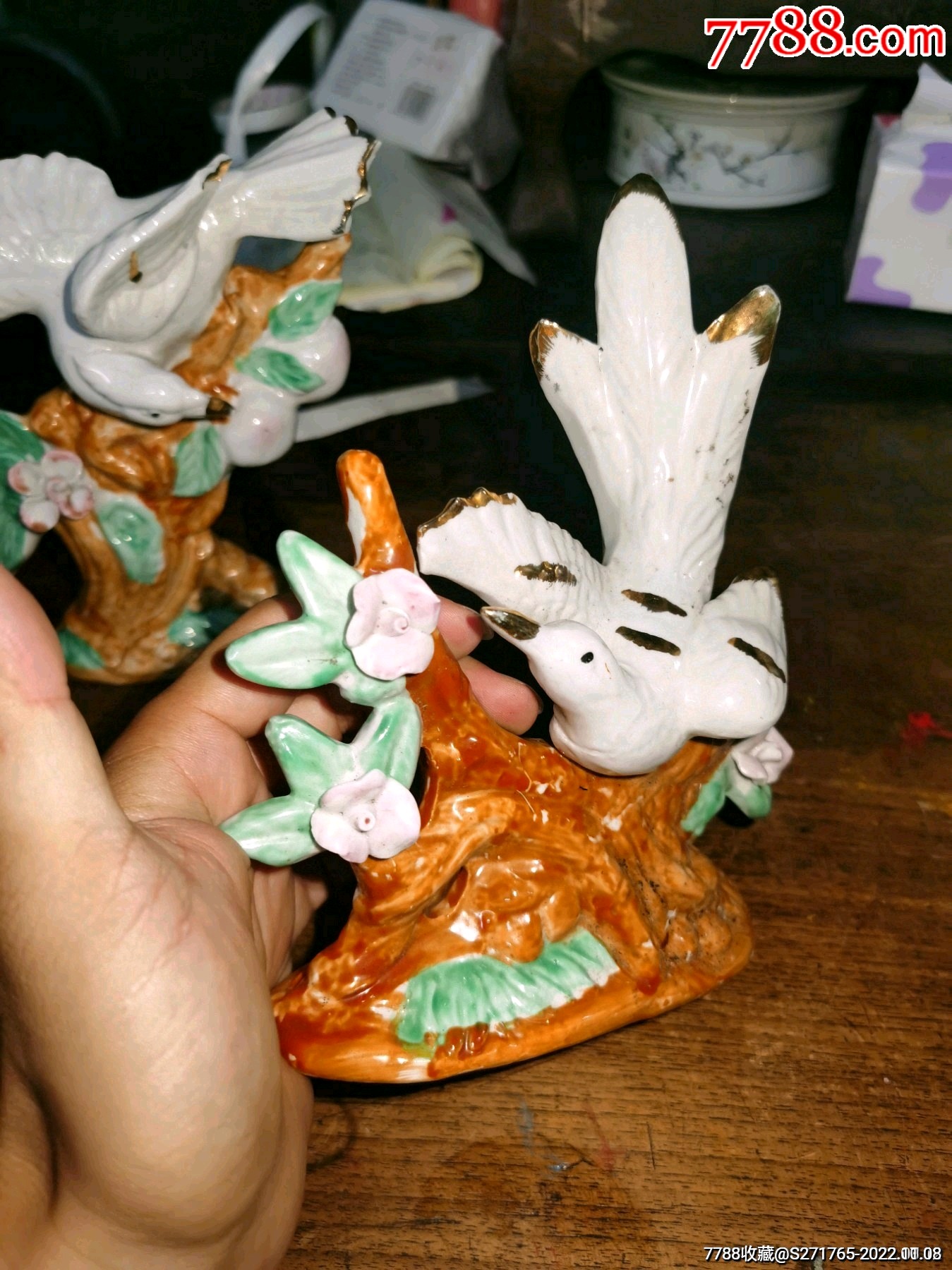 老枫溪瓷塑花鸟摆件一对_价格73元_第1张