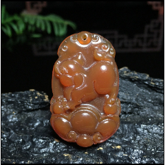 紅瑪瑙生肖豬吊墜