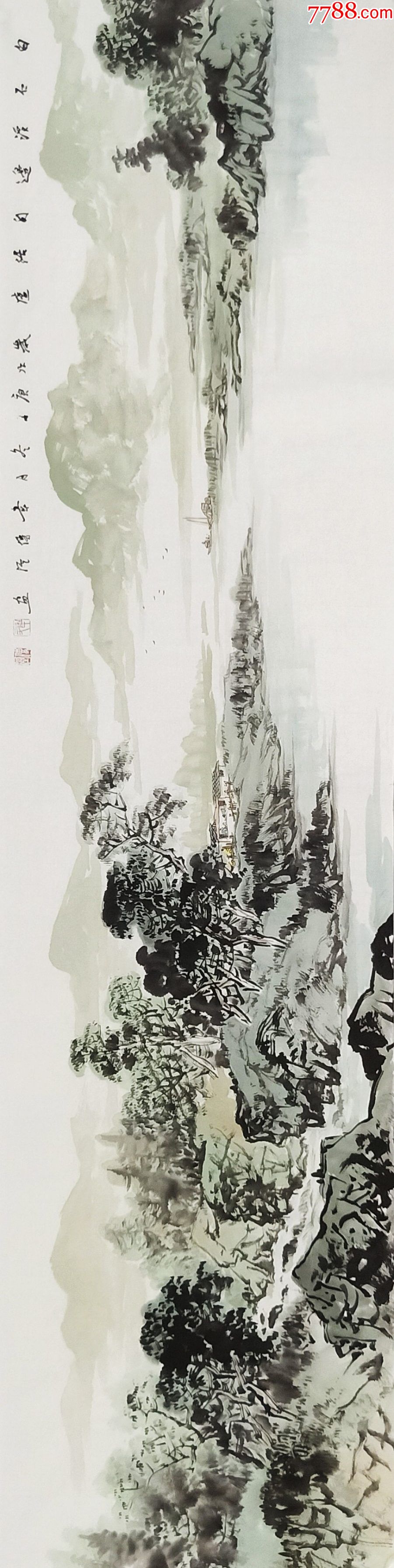 【保真】自由画家韦传湮作品：白石溪边自结庐_山水国画原作_亦风斋书画【7788收藏__收藏热线】
