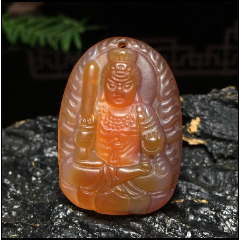 俏色瑪瑙不動尊菩薩吊墜