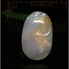 俏色瑪瑙玉如意吊墜