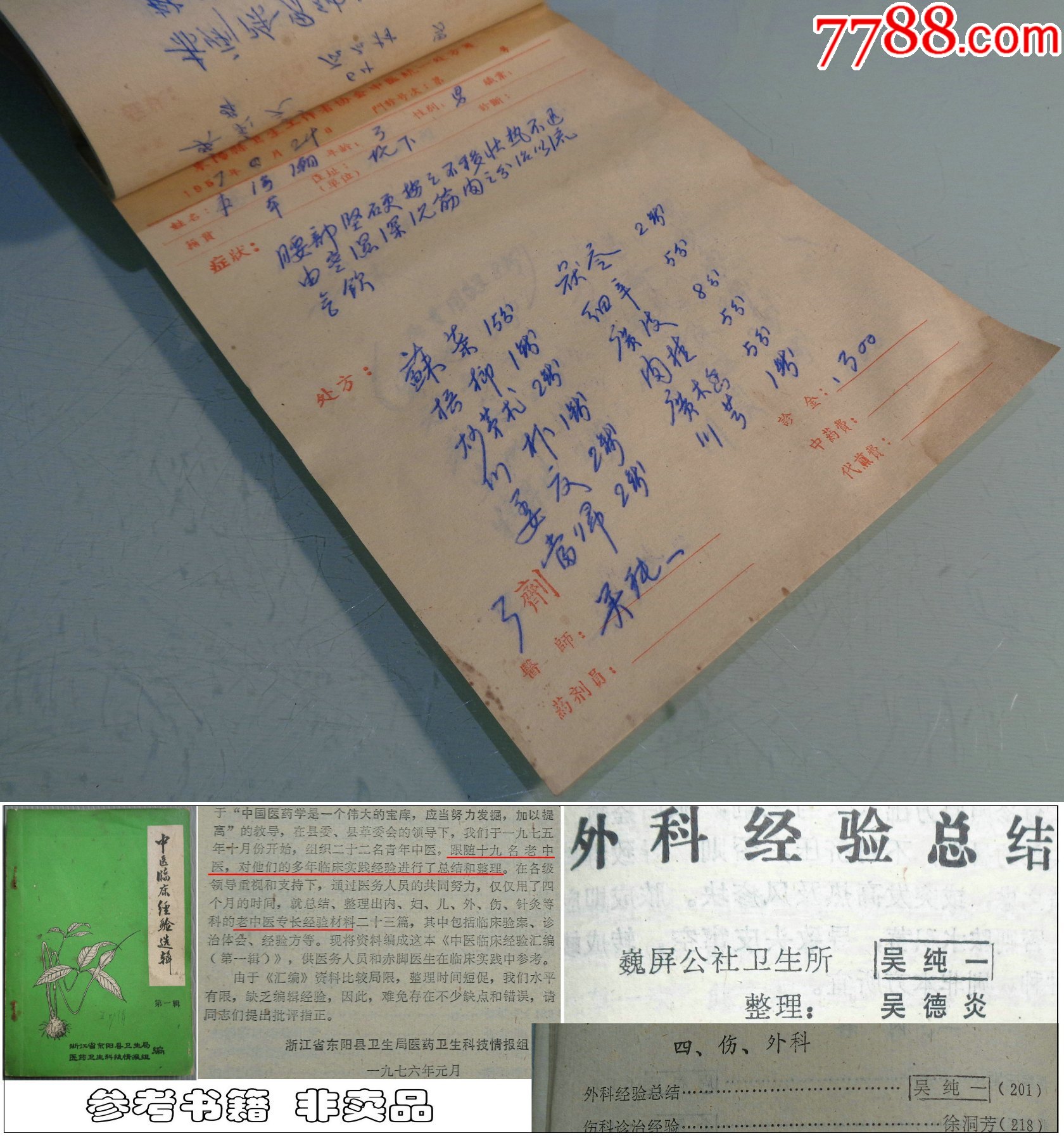 民国行医浙江老中医【吴纯一】1957年公私合营处方牍【中医外科经验方】医案47例__【7788收藏__收藏热线】