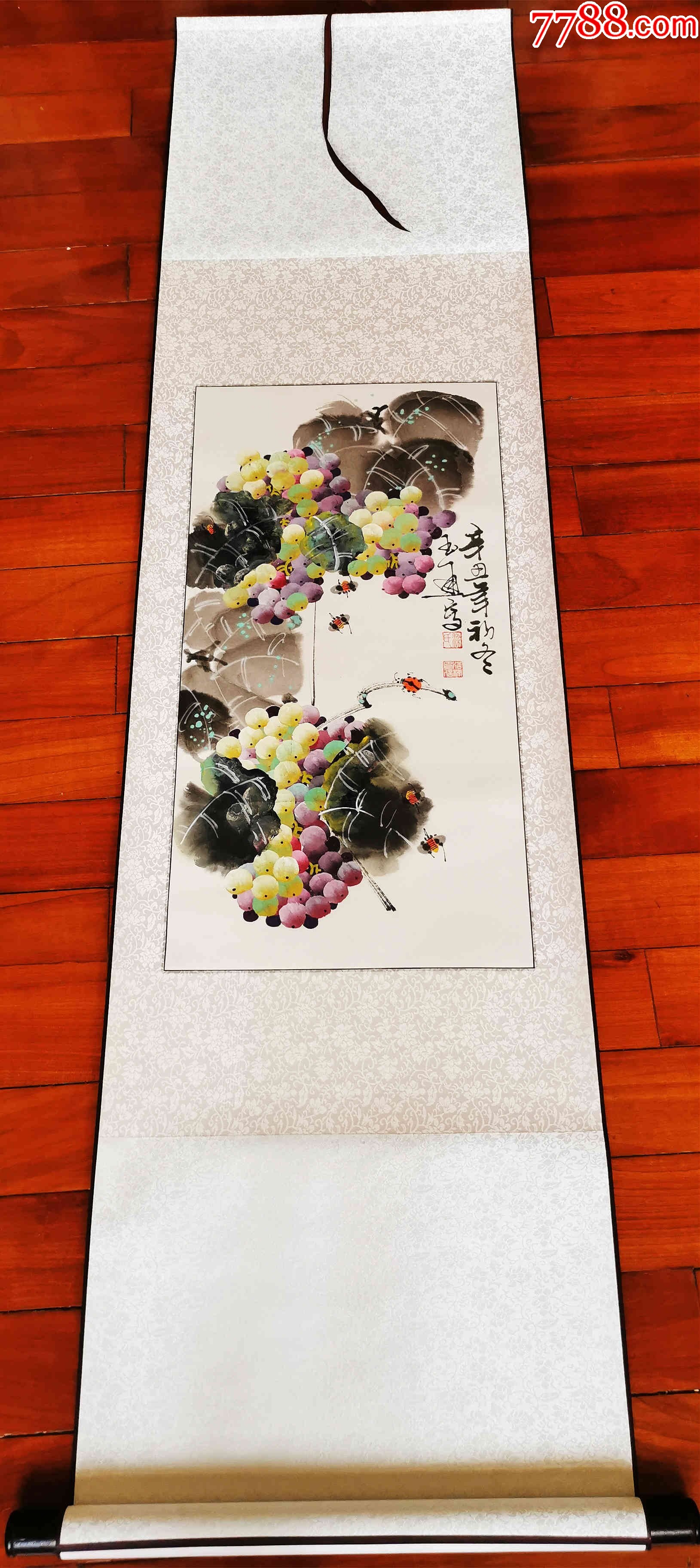 【138+8元授权放漏】知名书法家梁玉通画作:葡萄_花鸟国画原作_亦风斋书画【7788收藏__收藏热线】
