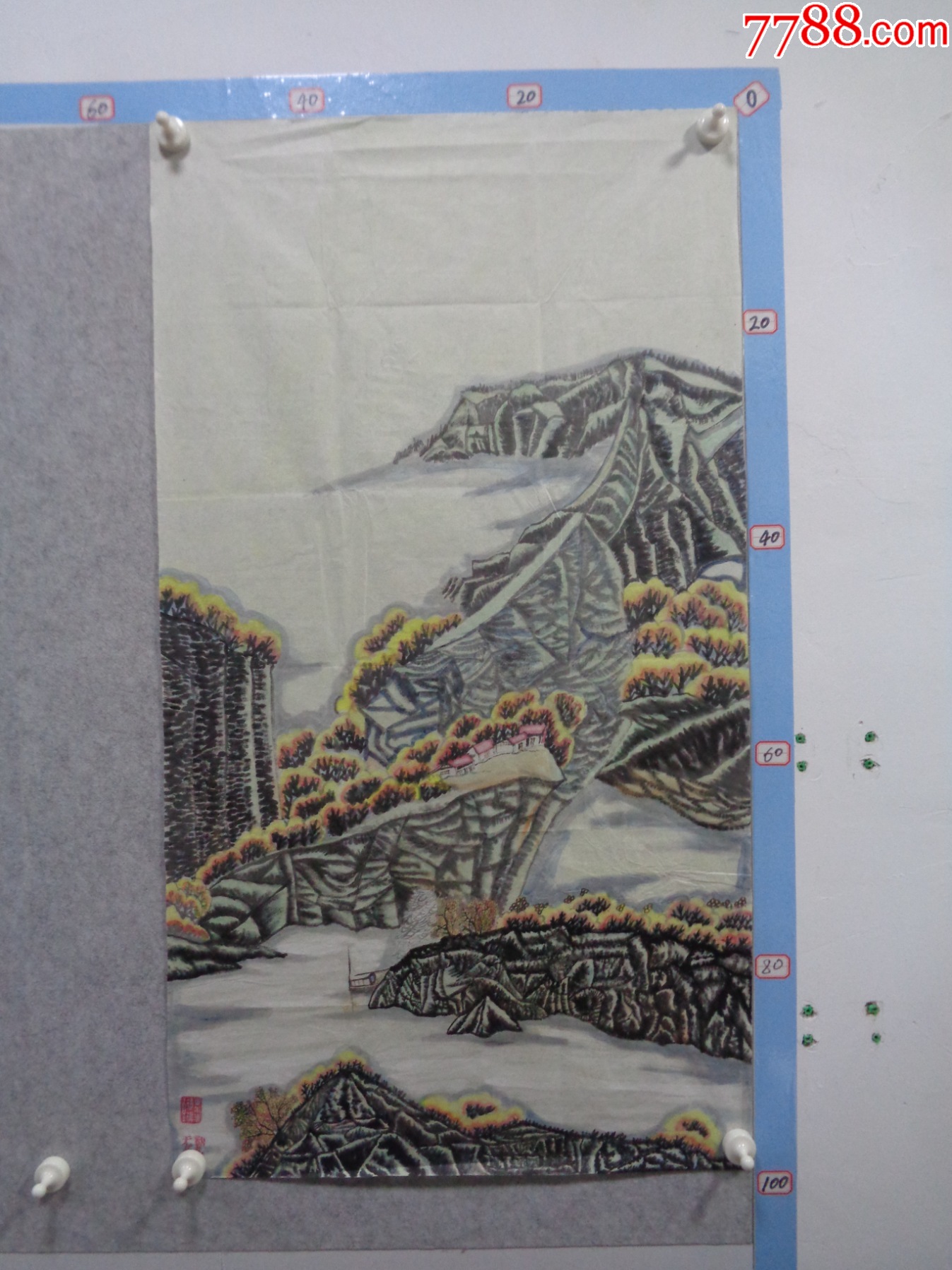 画428,本地一位藏家早年旧藏字画流出,绘画作品一幅(未装裱)_山水国画原作_逸墨书斋【7788收藏__收藏热线】