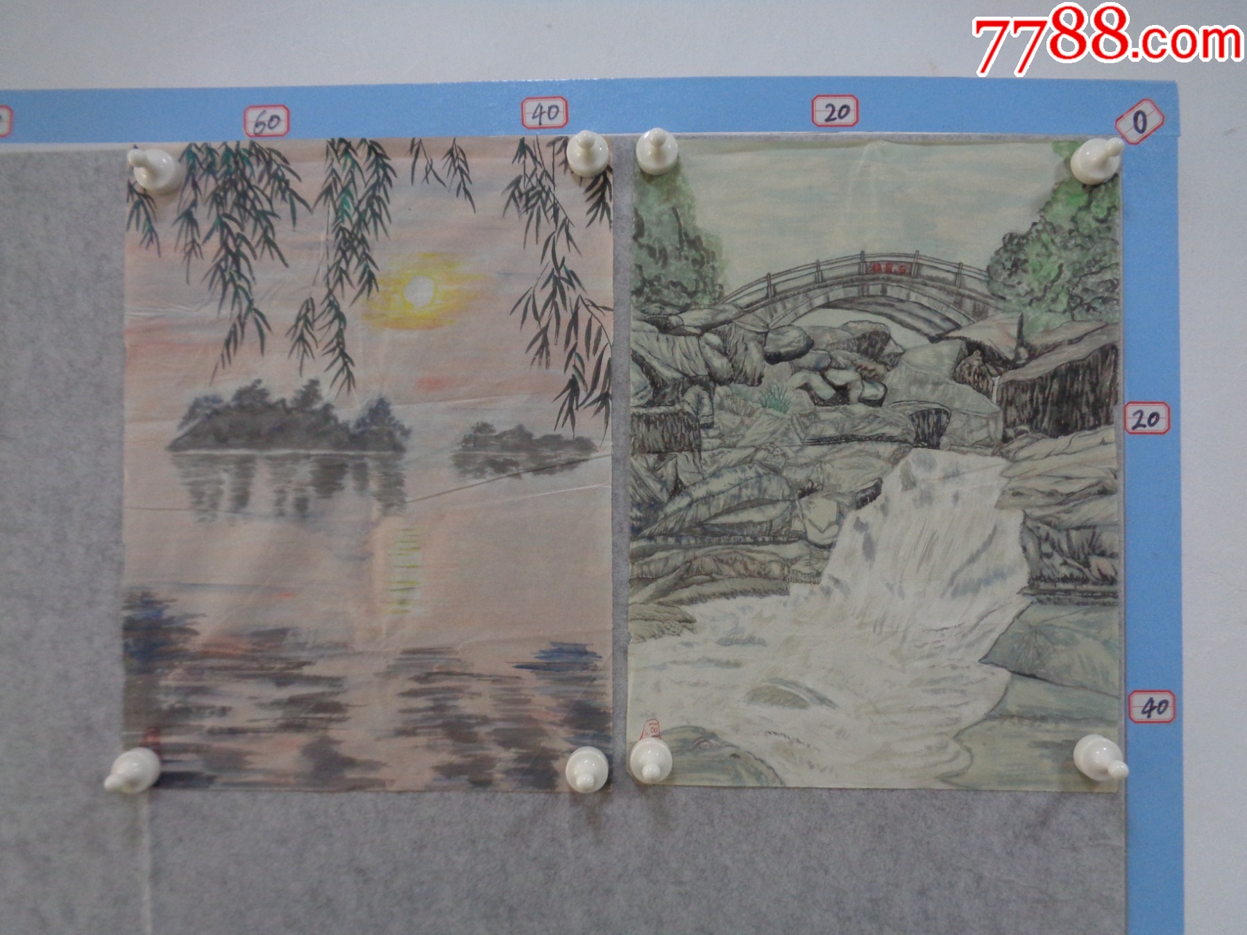 画560,本地一位藏家早年旧藏字画流出,绘画作品一组2幅(未装裱)__【7788收藏__收藏热线】