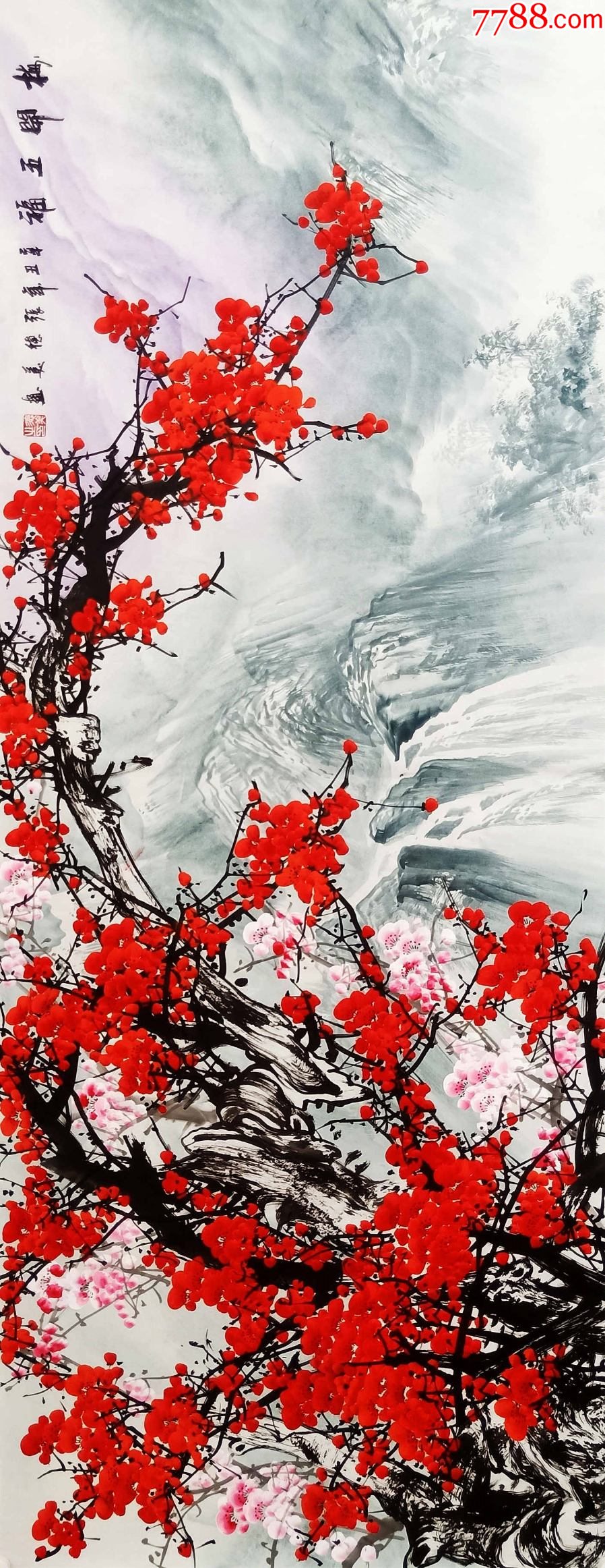 【180×70cm,保真198元放漏】知名画家张涛作品_花鸟国画原作_亦风斋书画【7788收藏__收藏热线】