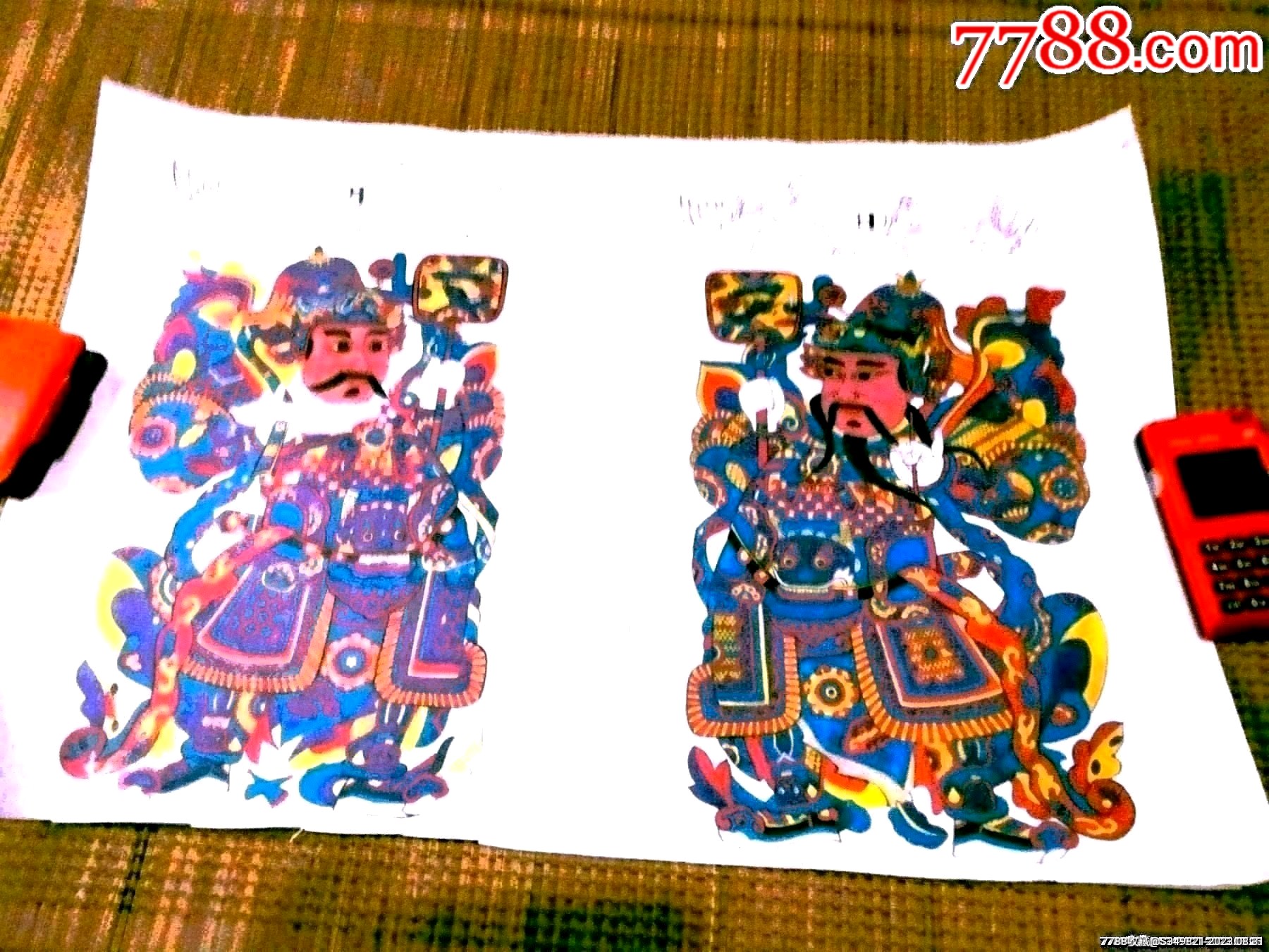 开封朱仙镇木版画纸制精一对门神__【7788收藏__收藏热线】