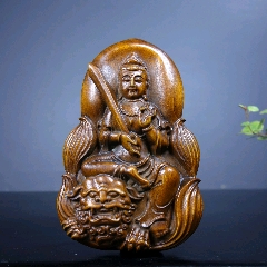 特別オファー 旧藏黄杨木手把件文殊普贤菩萨牌子尺寸：长5cm宽2cm高7.5c__ 木工、竹工芸