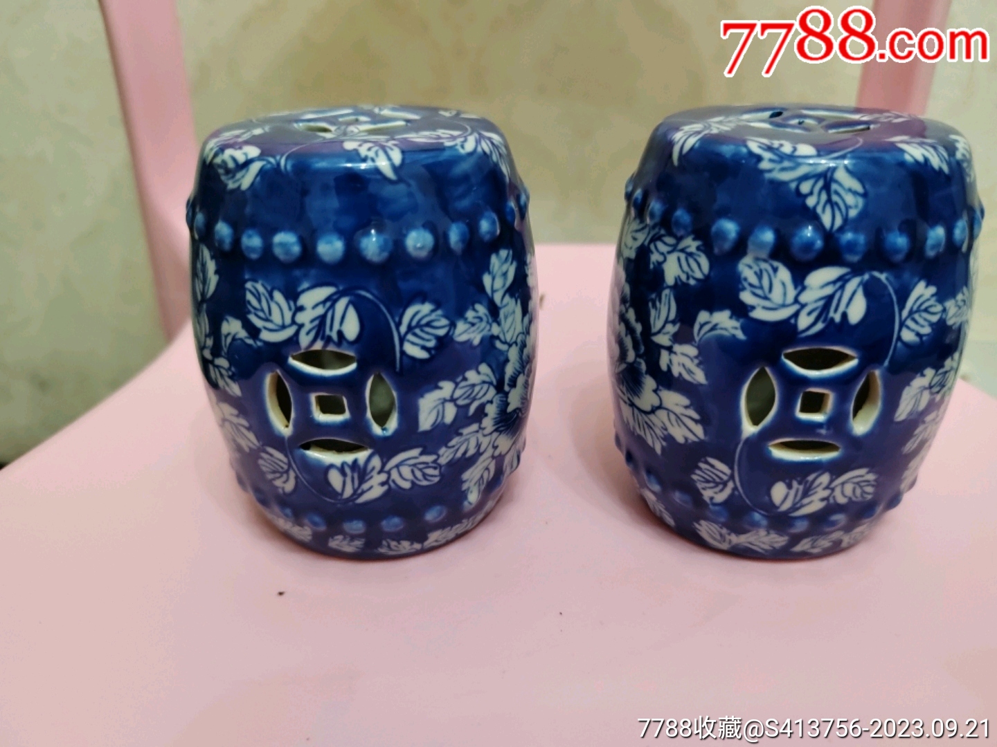 青花繡墩擺件一對_價格160元_第2張_