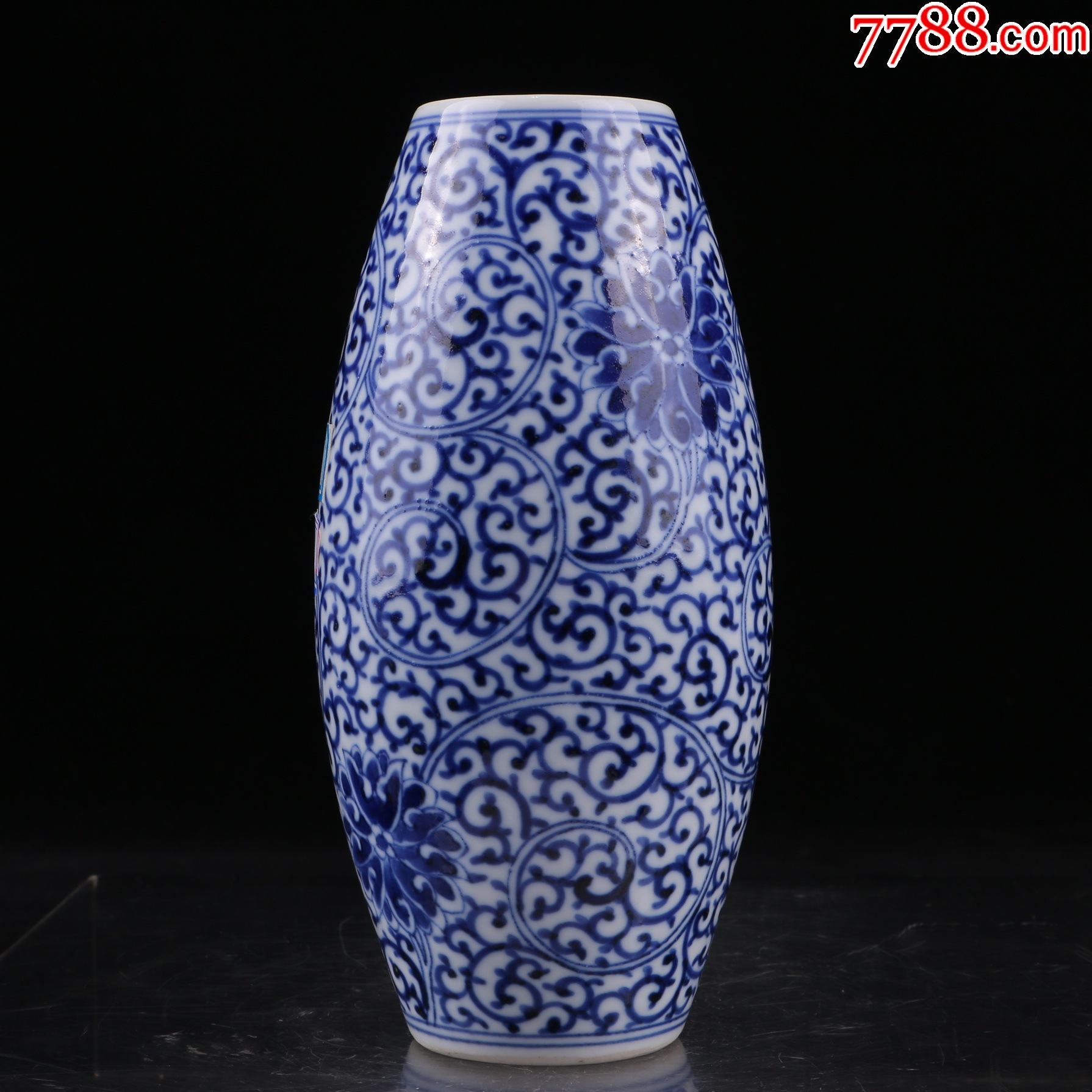 青花缠枝莲纹橄榄瓶_同步拍拍品_九洲泓德拍卖【7788收藏__收藏热线】