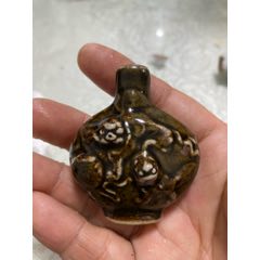 瓷雕双狮仙鹤鼻烟壶__【7788旧书网】