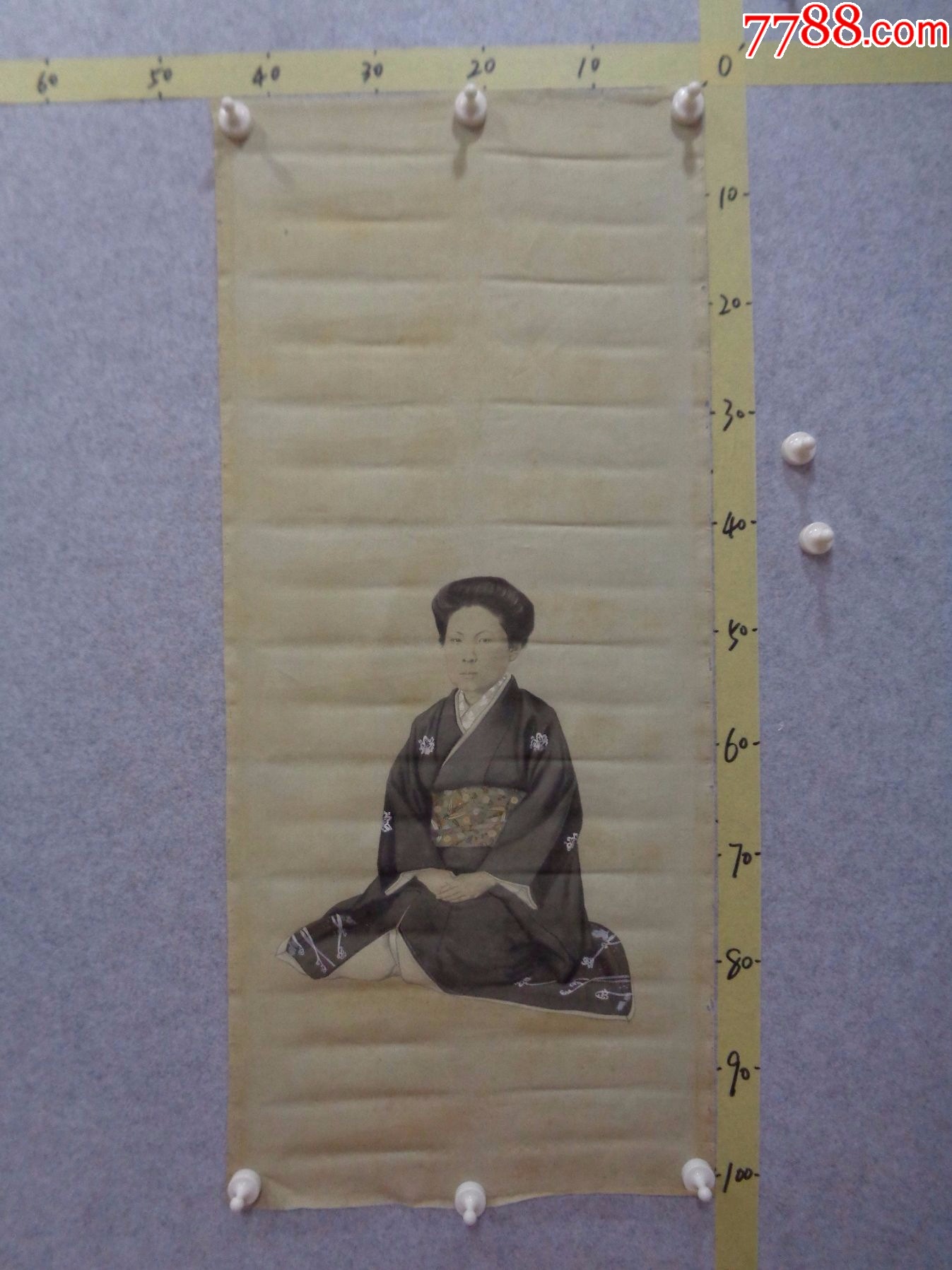 日50,小日子藏书家早年旧藏,早期人物画像一幅(绢本,未装裱)_人物国画原作_逸墨书斋【7788收藏__收藏热线】
