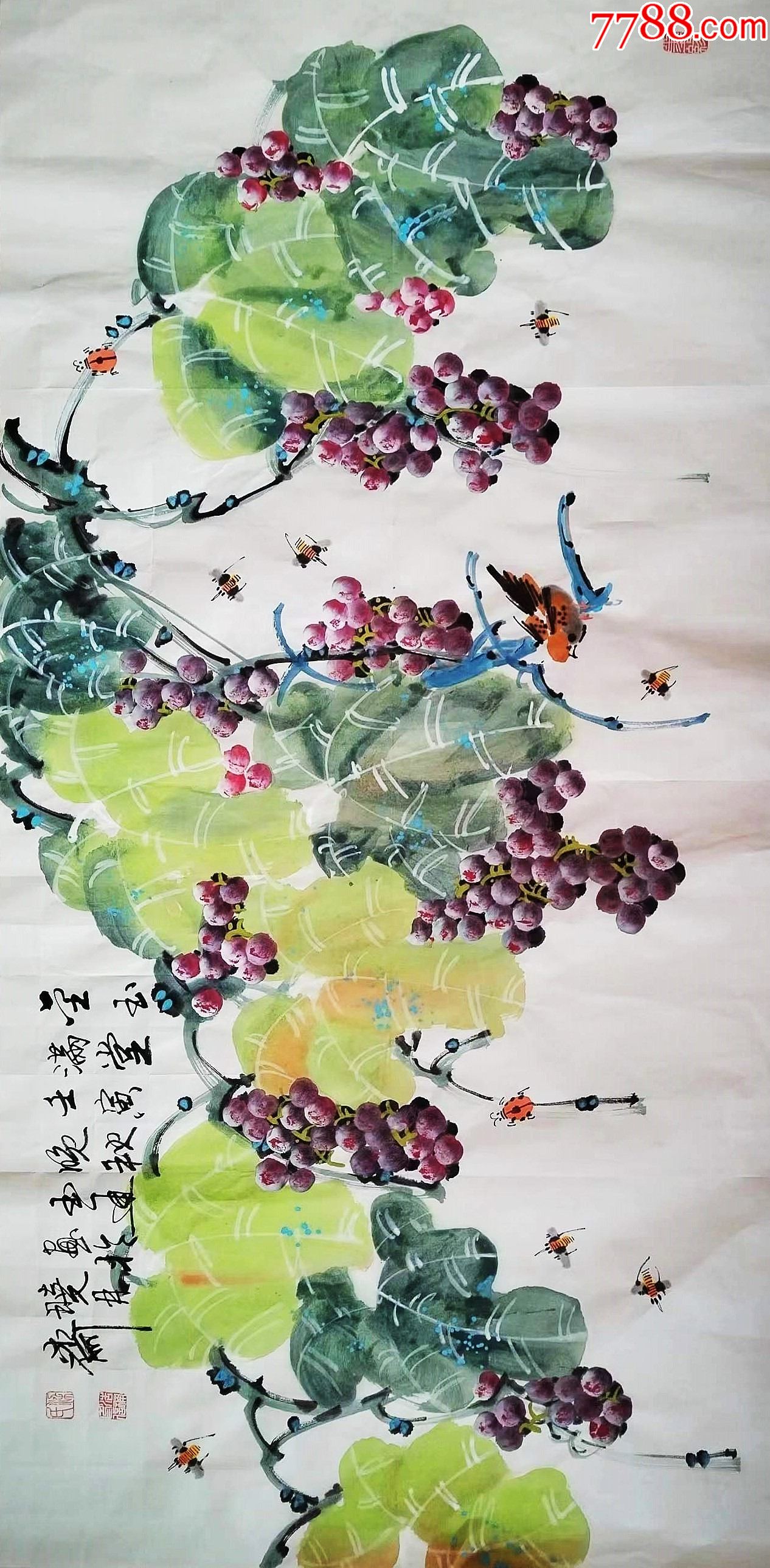 【授权拍卖】知名书画家梁玉通画作:金玉满堂-价格:238元-au36449441-花鸟国画原作 -加价-7788收藏__收藏热线