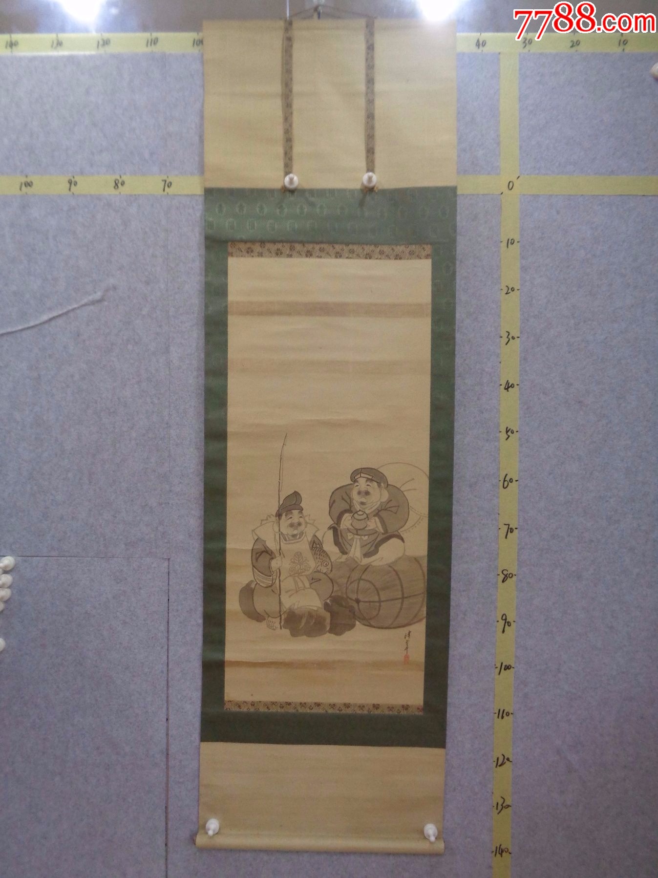 日46，小日子藏书家早年旧藏，绘画作品一幅（绢本、日式卷轴装裱、木盒装）__【7788收藏__收藏热线】