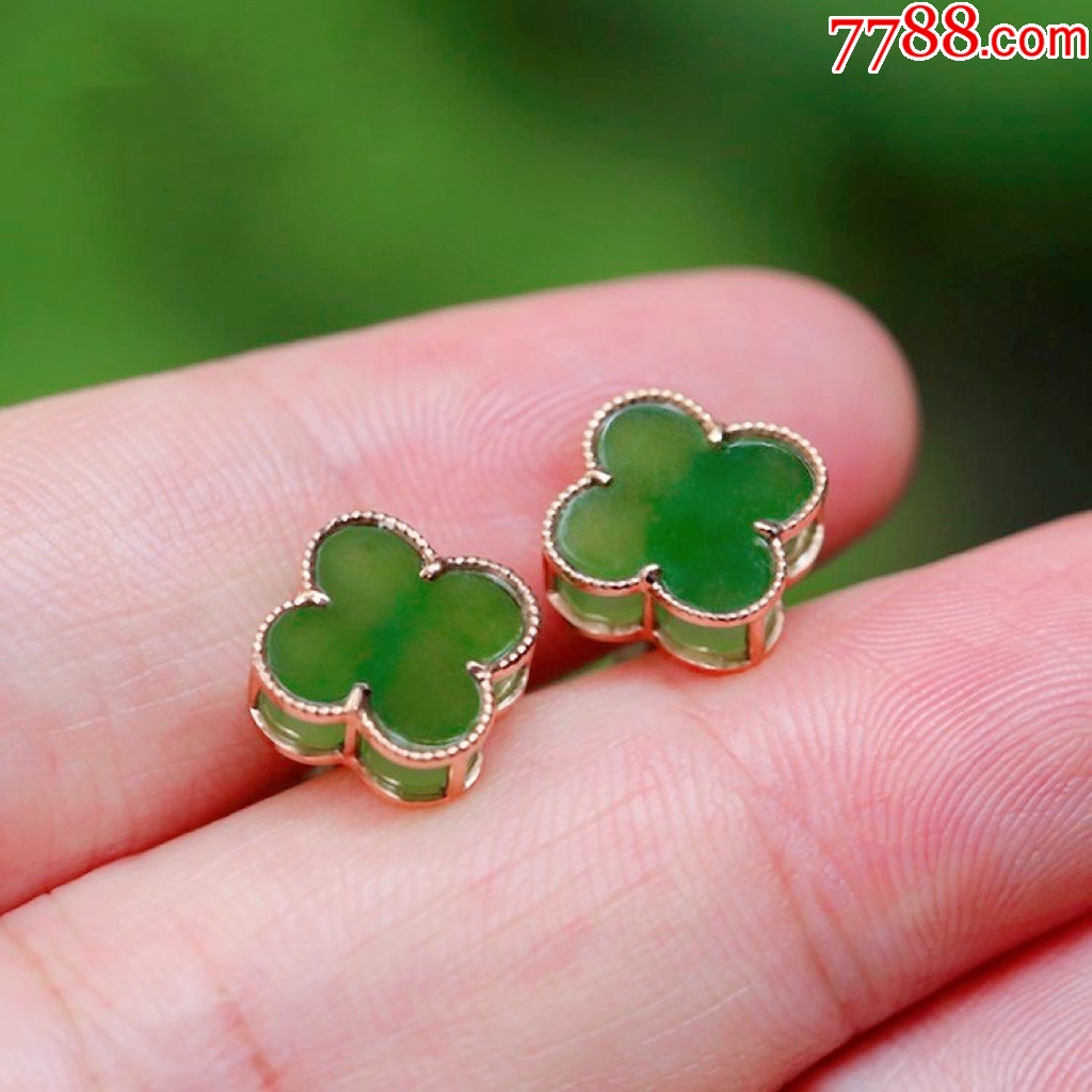 東陵玉經(jīng)典款四葉草耳釘編號(hào)：Z500014尺寸：12.6*12.6*6mm_價(jià)格28元_第4張_