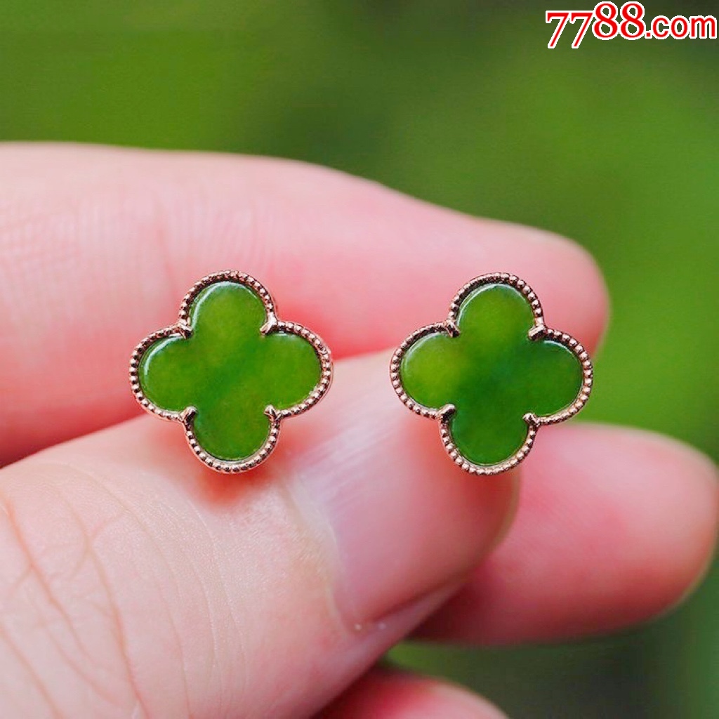 東陵玉經(jīng)典款四葉草耳釘編號(hào)：Z500014尺寸：12.6*12.6*6mm_價(jià)格28元_第5張_