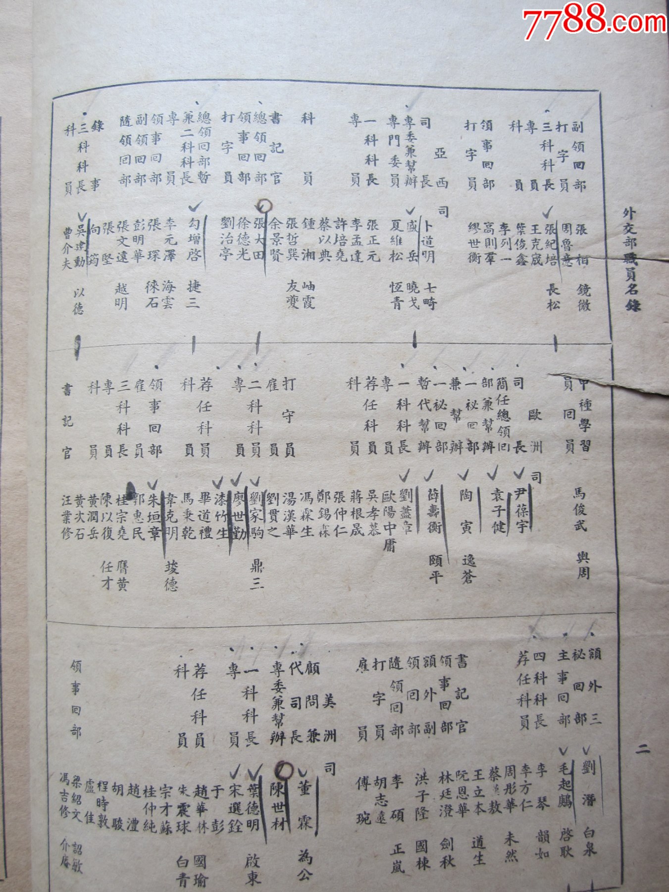 民國37年外交部職員名錄（六頁）185㎜×250㎜_價(jià)格380元_第4張_