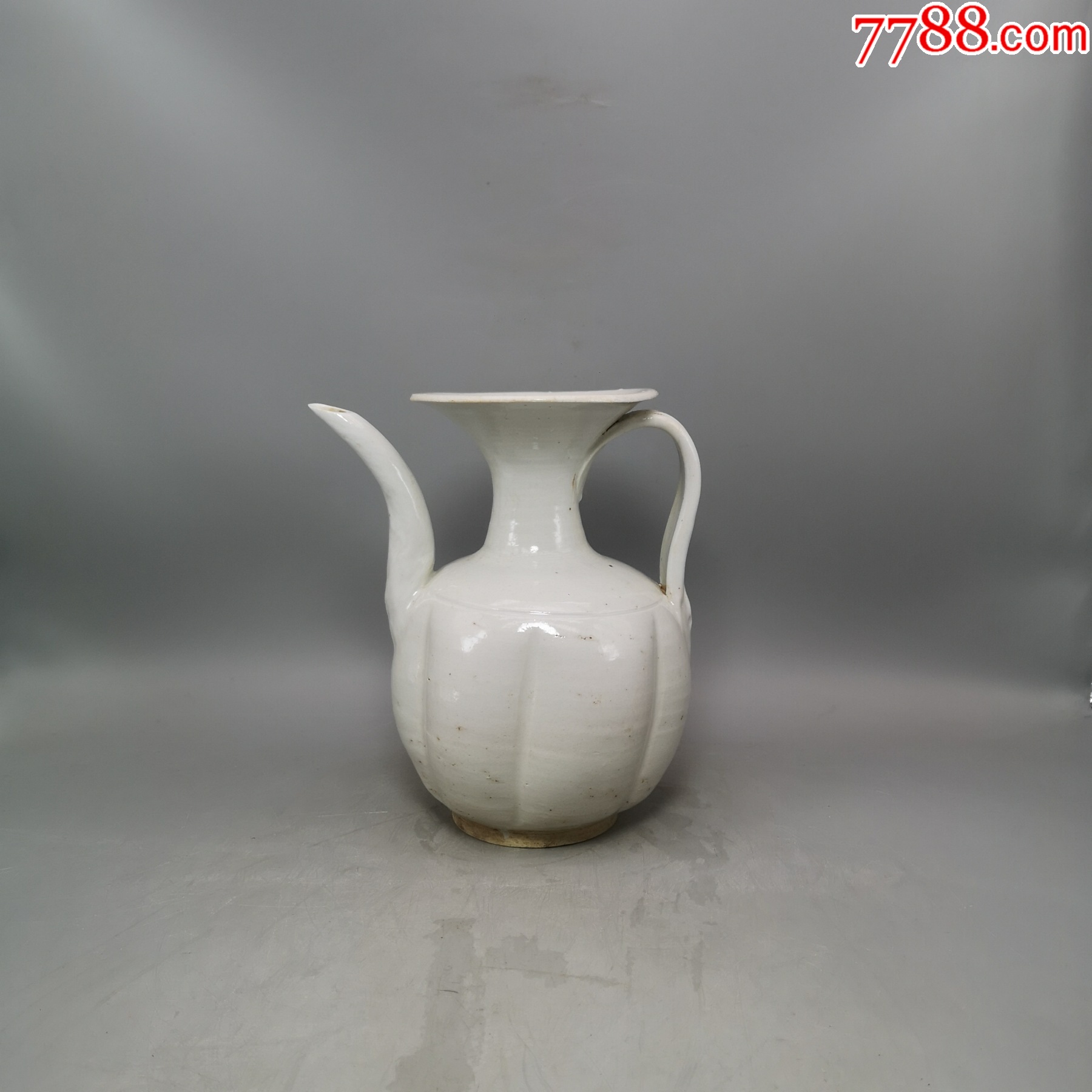 宋代湖田系将乐窑青白瓷瓜棱执壶__【7788青白瓷收藏】