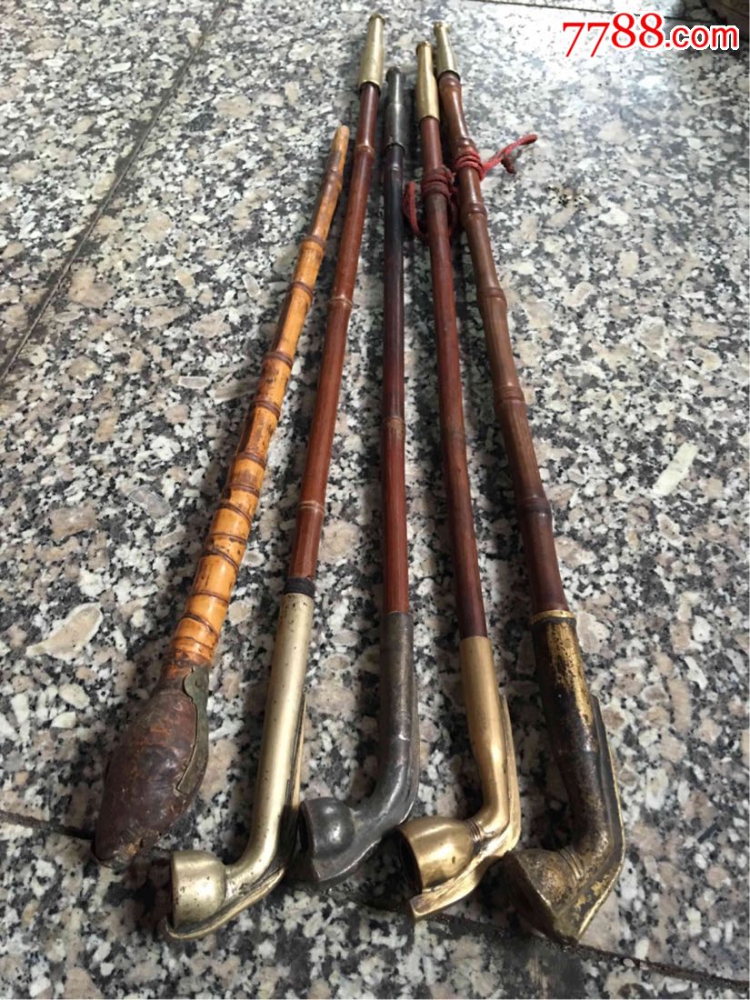五个铜旱烟杆合售