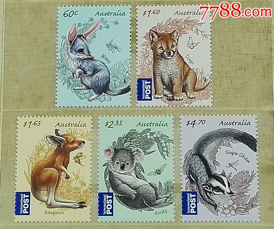 澳大利亚邮政2007年发行丛林动物邮票邮折一套5枚全