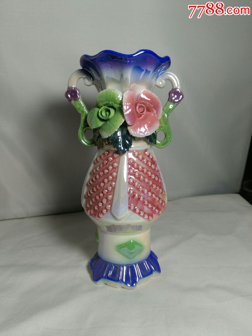 80年代花卉彩瓷花瓶