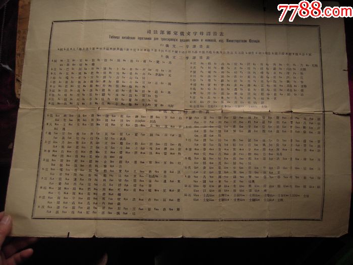 司法部审定俄文字母译音表-价格:200.0000元-