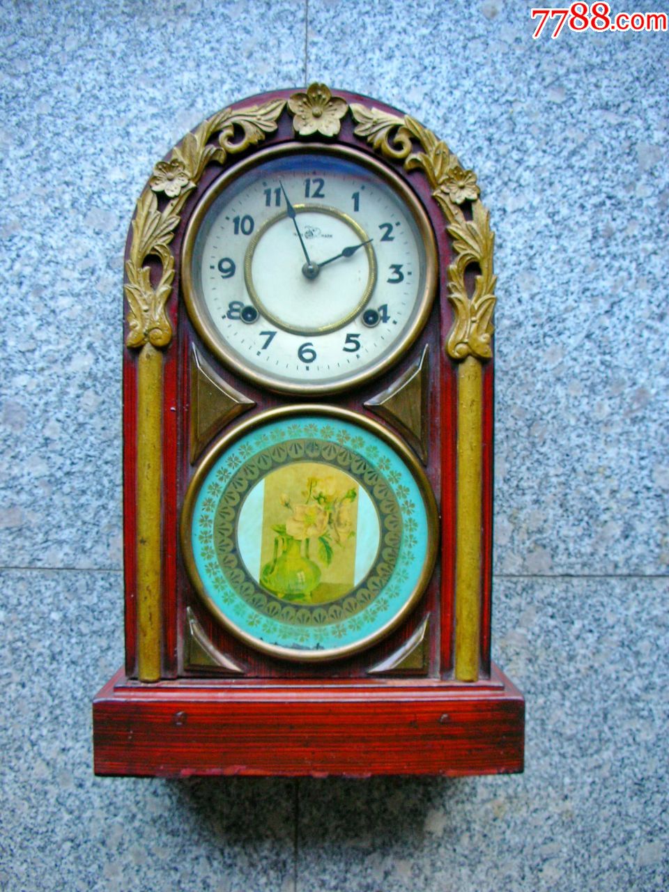 民国象球牌压铅座钟