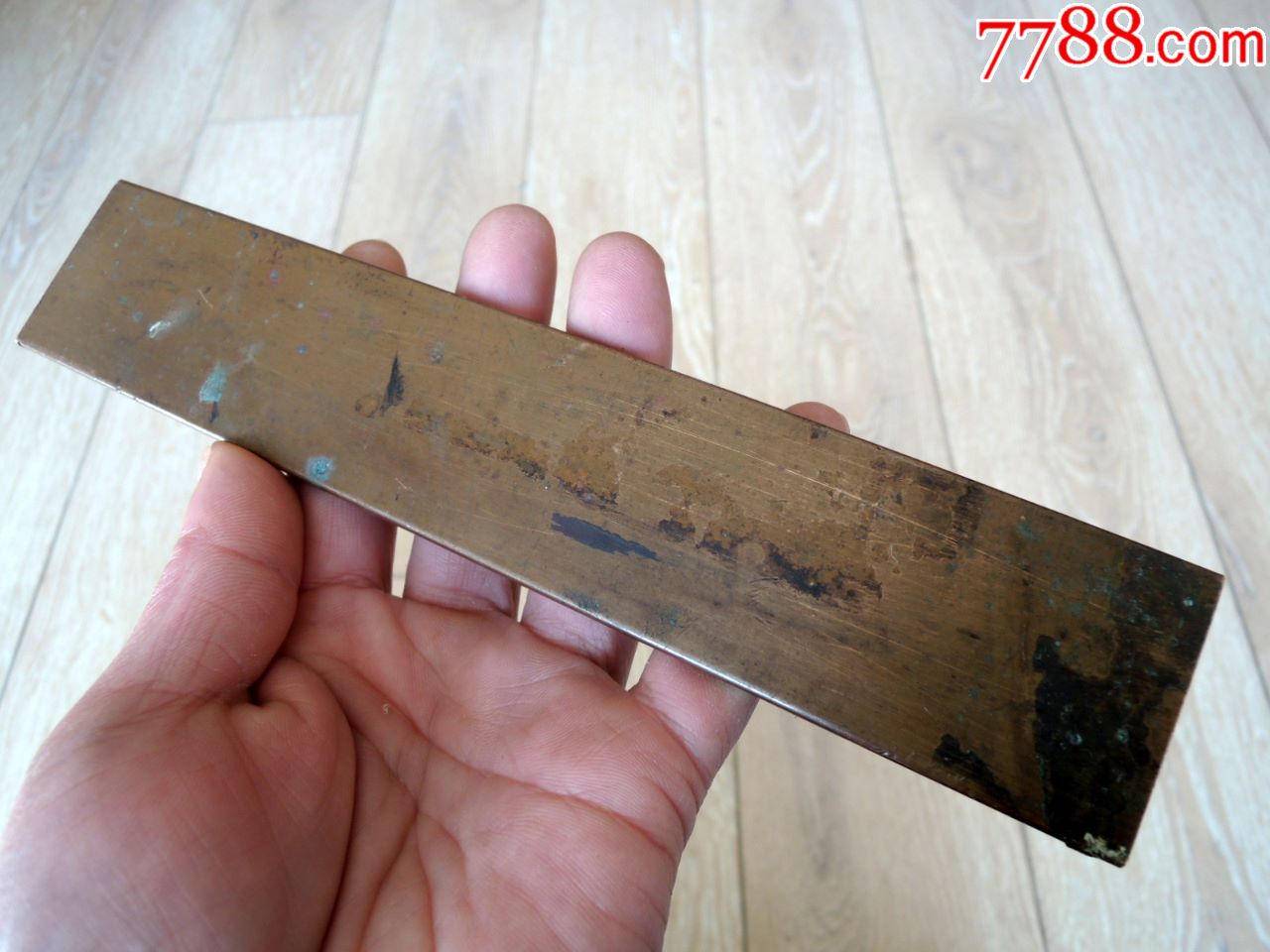 文房收藏180103民国边疆自制素面厚料红铜镇纸21cm371g