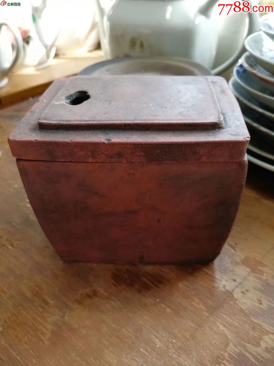 清代紫砂方形温墨盒