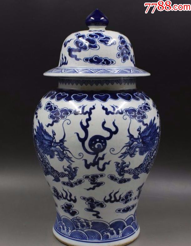 青花双龙戏珠将军罐_价格508.0000元_第1张_7788收藏__中国收藏热线
