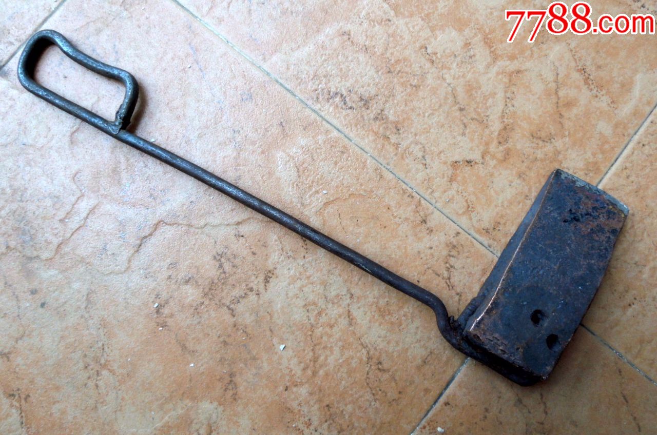 怀旧收藏1803旧社会长杆带柄红铜烙铁刑具钉锤32cm079kg
