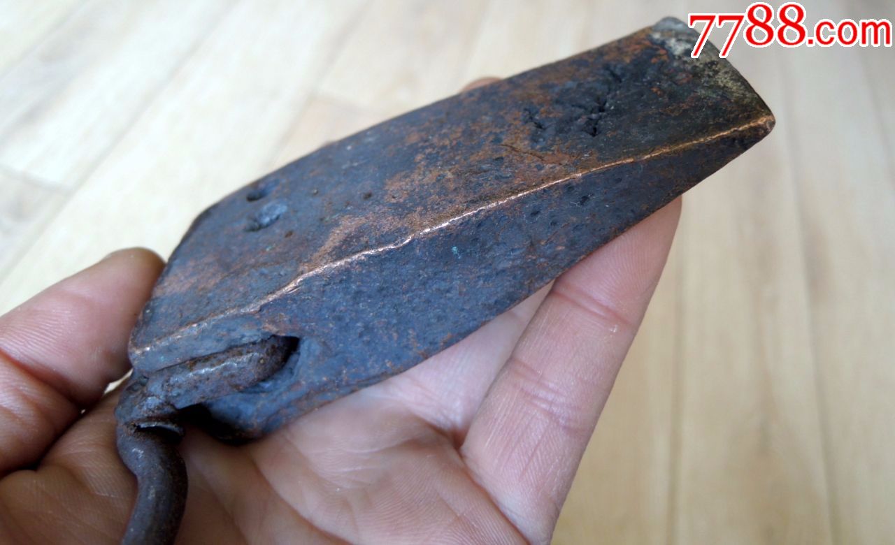 怀旧收藏1803旧社会长杆带柄红铜烙铁刑具钉锤32cm079kg