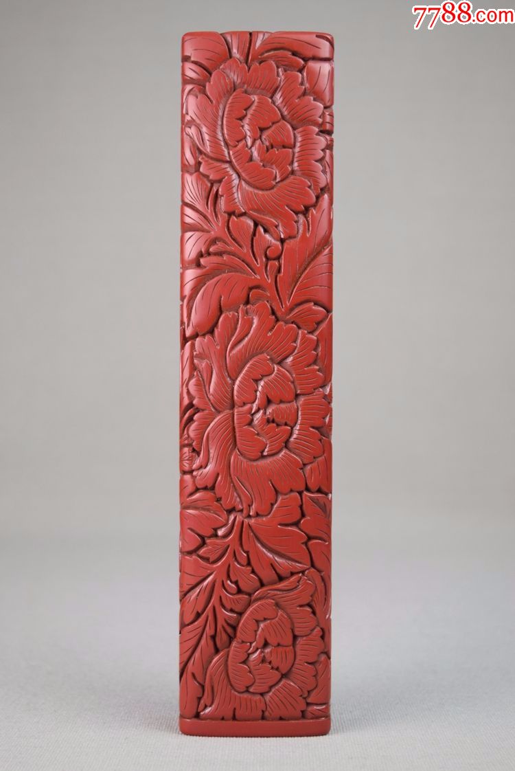 日本古董收藏品剔红花卉纹箸箱村上堆朱漆器配原盒经典推荐