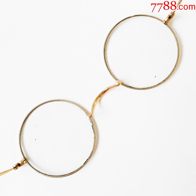 西洋古董眼镜店/美国制1940年12k包金材质圆框眼镜/老民国收藏品