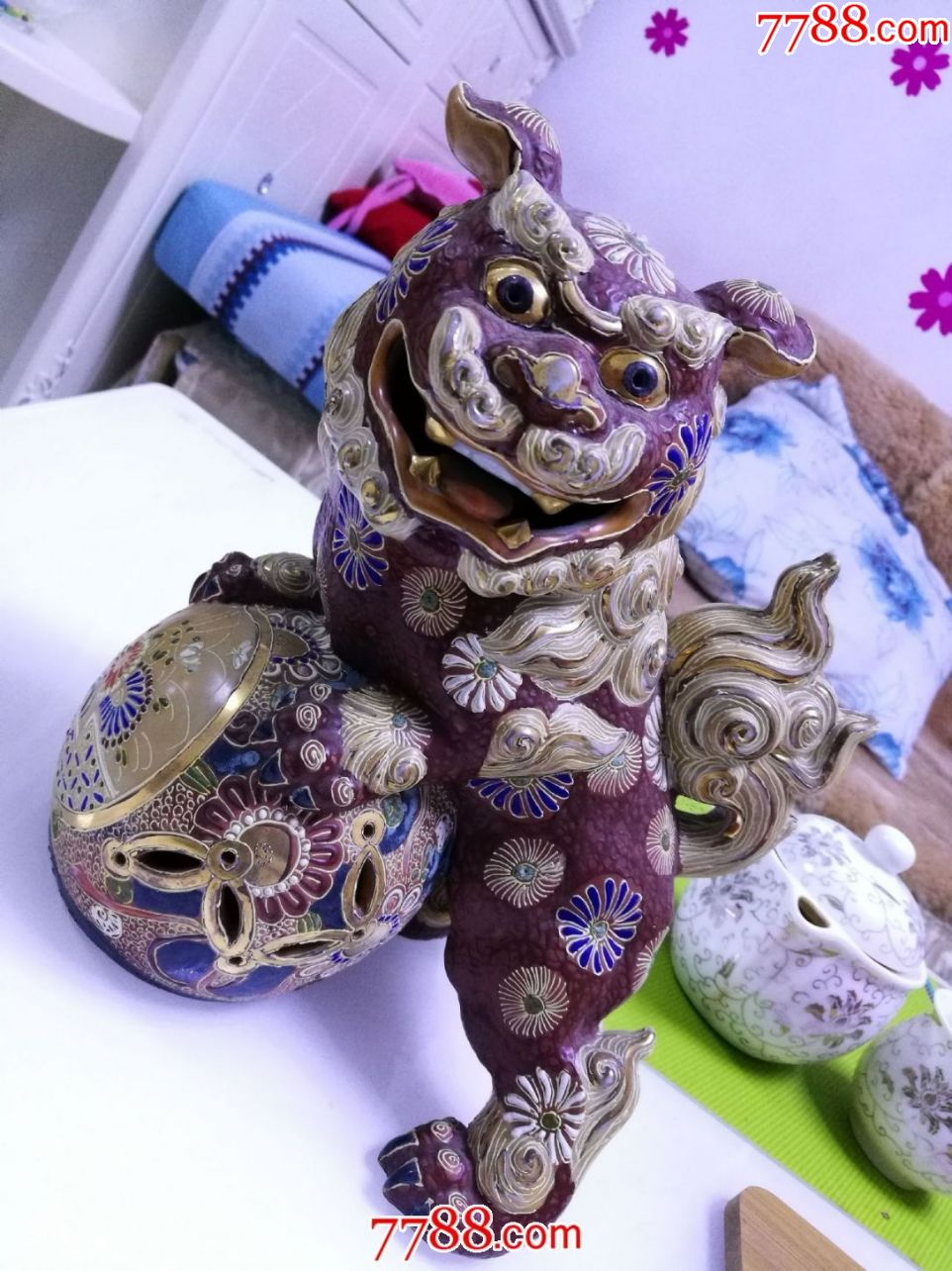 九谷烧器彩陶珍贵御狮子