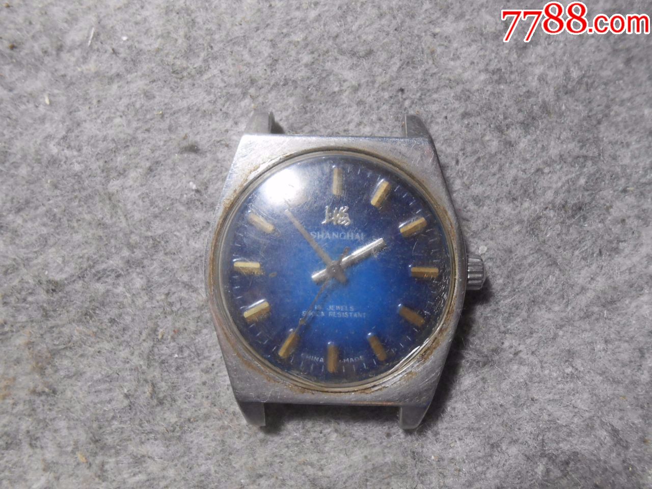 上海7120蓝色表盘男表老手表0405-68
