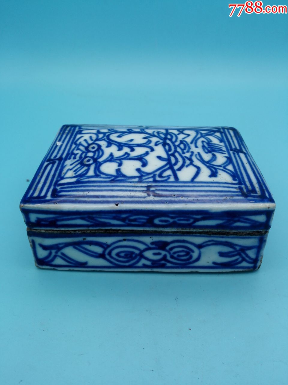 晚清青花缠枝莲纹印泥盒-se58523639-青花瓷-零售-7788收藏__中国收藏