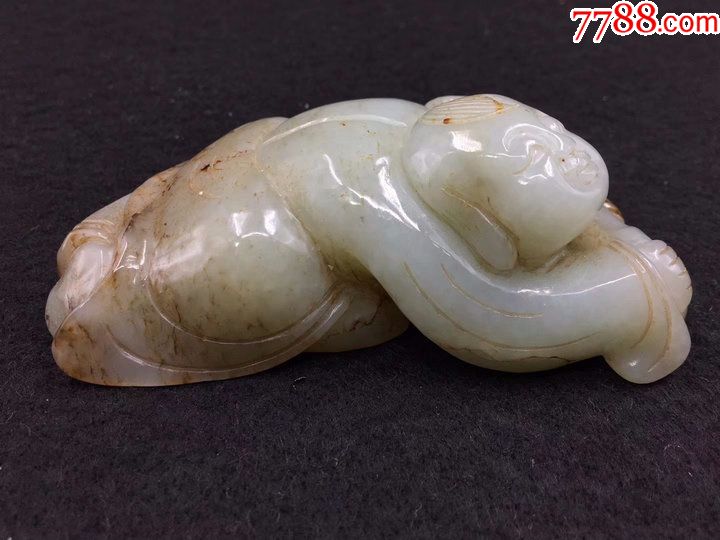 现代和田玉精雕刻莲花童子纹摆件挂件配饰