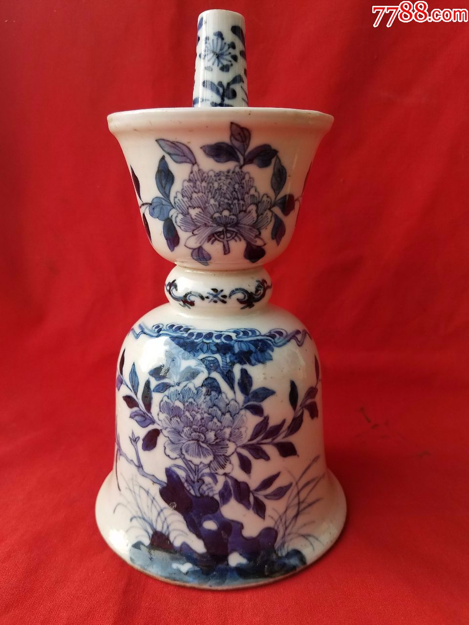 大清嘉庆青花烛台