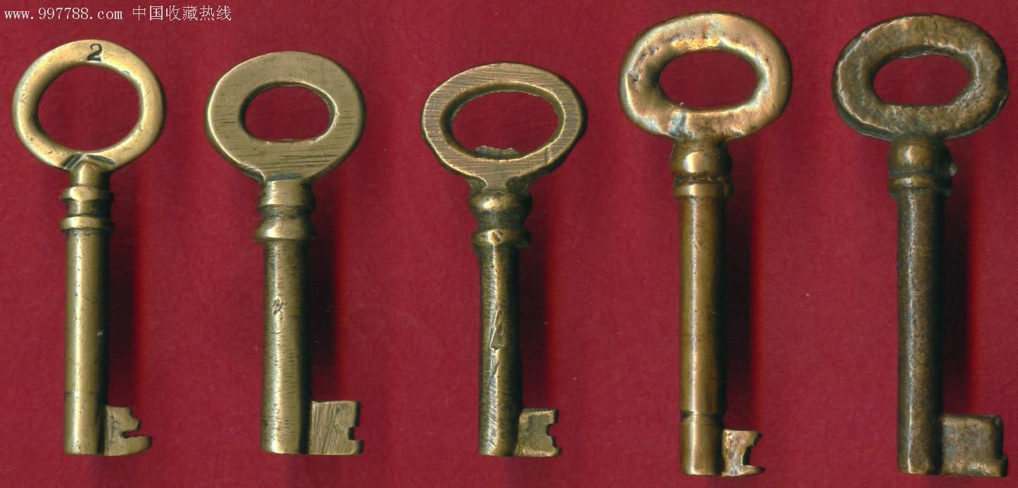 民国老黄铜钥匙5把一起拍