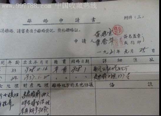 离婚申请书