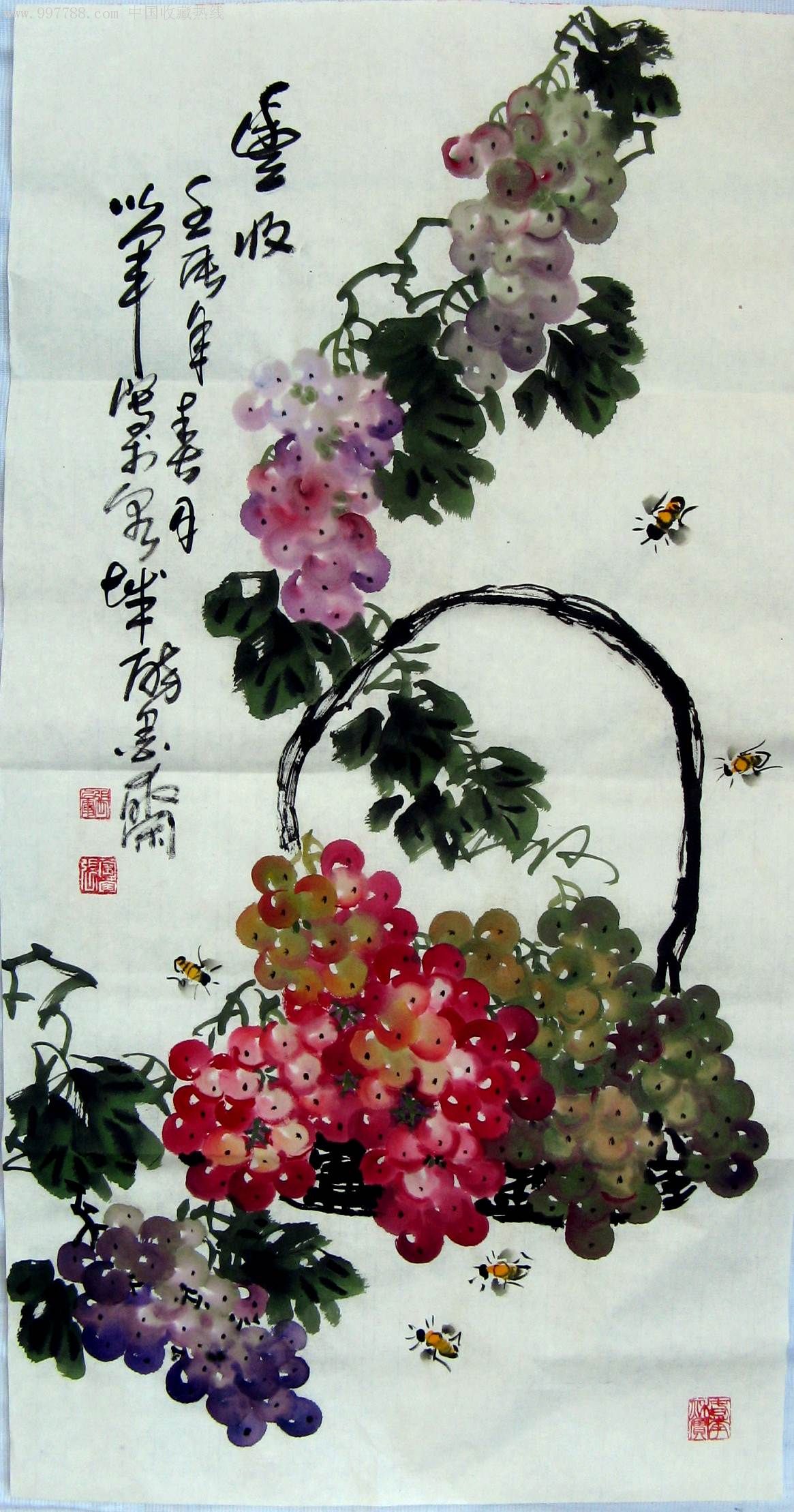 山东实力派画家三尺精品葡萄画新作《丰收》_价格480元_第1张