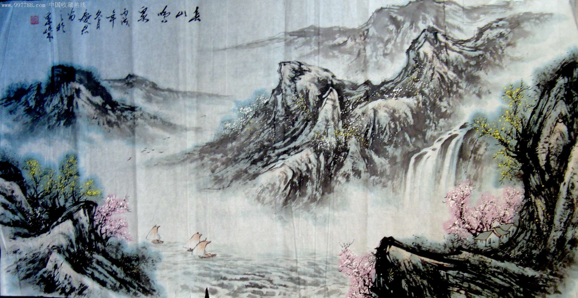 山东实力派画家四尺山水画春山鸣泉